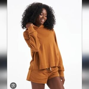 Brown Hoodie and Shorts Set